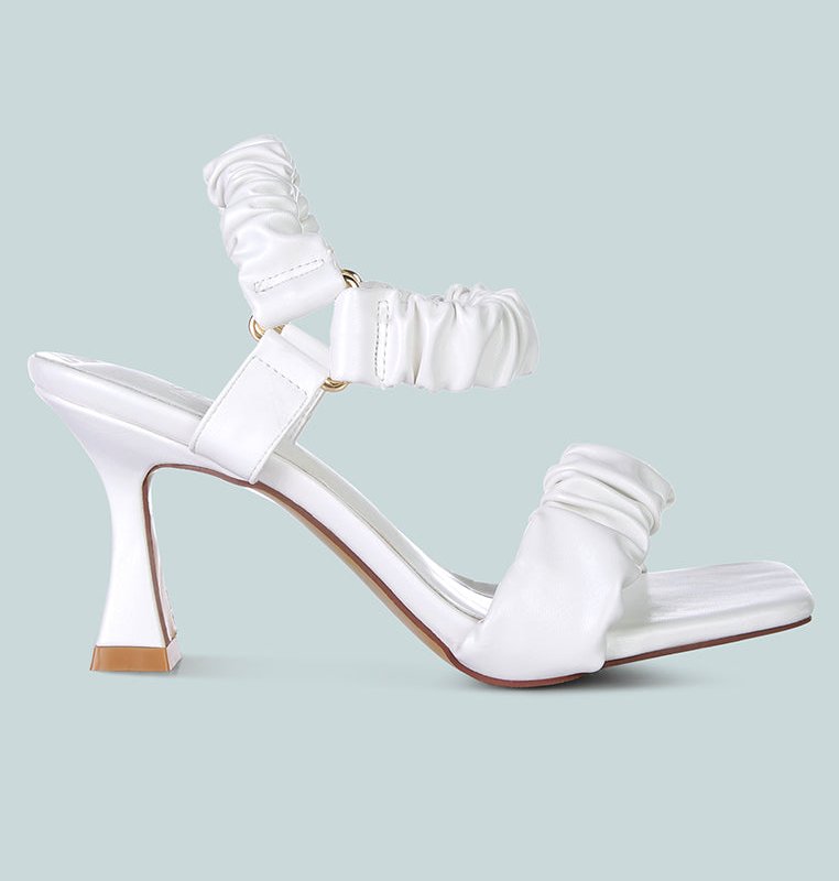 Shop London Rag Merker Ruched Spool Heel Casual Sandals In White