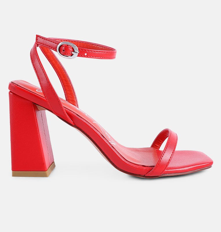 Shop London Rag Mooncut Ankle Strap Block Heel Sandals In Red