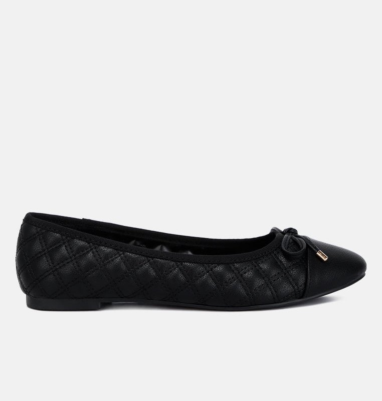 London Rag Naoki Quilted Faux Leather Ballerinas In Black