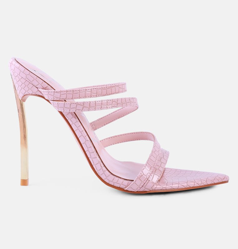 London Rag New Affair Croc Strappy High Heel Sandals In Pink