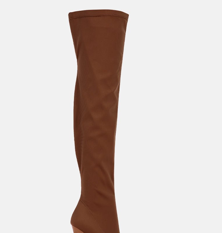 London Rag No Calm Superstretch Stiletto Long Boot In Brown