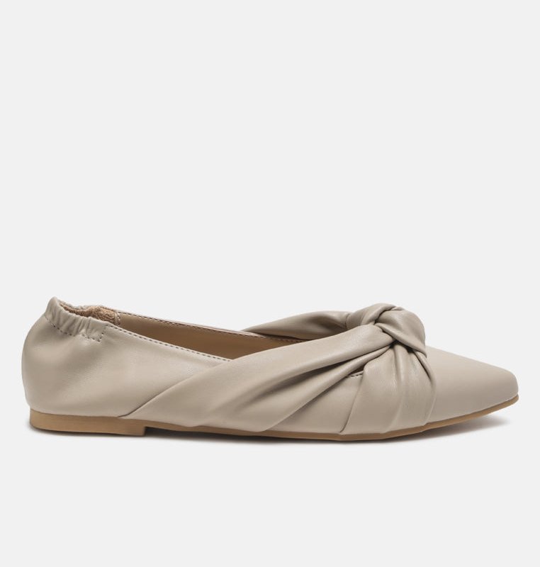 London Rag Norma Knot Detail Elasticated Ballet Flats In Brown