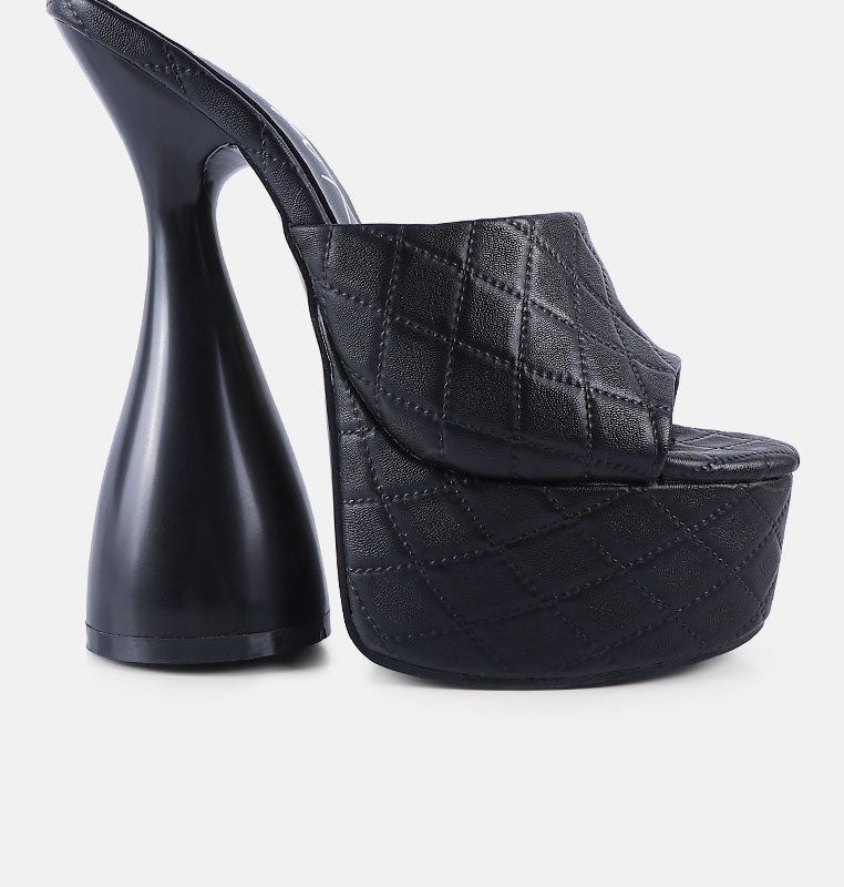 Shop London Rag Oomph Quilted Hourglass Heel Platform Sandals In Black