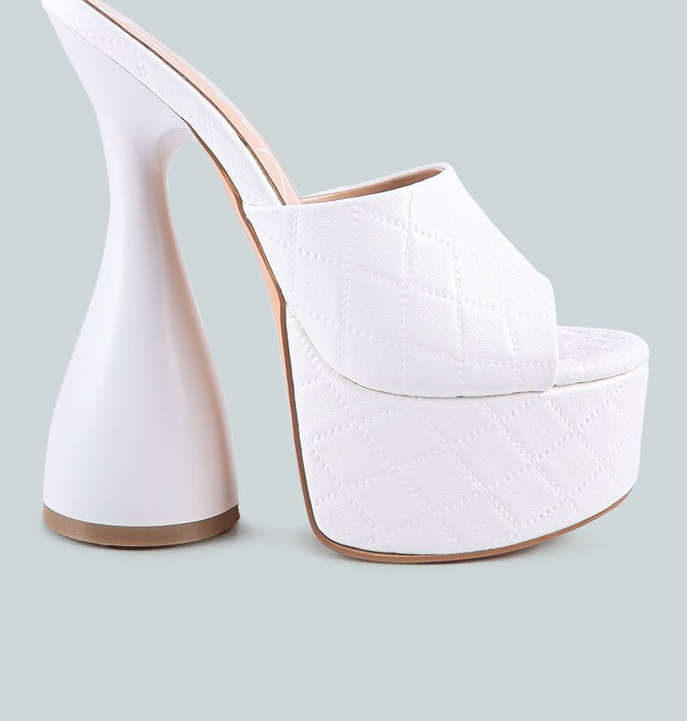 Shop London Rag Oomph Quilted Hourglass Heel Platform Sandals In White