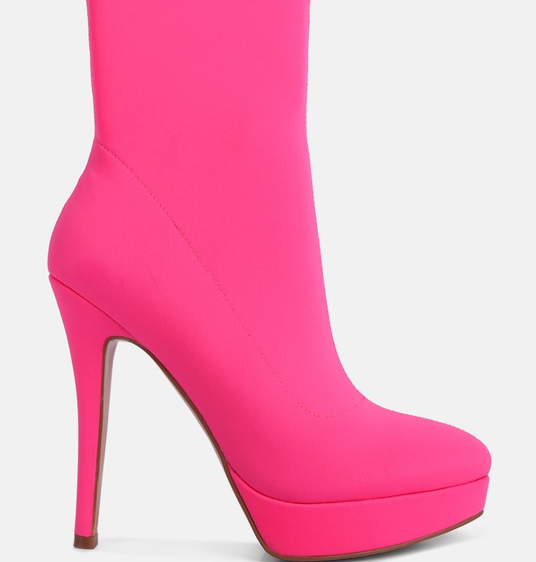 London Rag Patotie High Heeled Lycra Ankle Boot In Pink