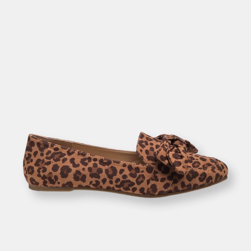 London Rag Pecan Pie Casual Walking Bow Loafers In Leopard