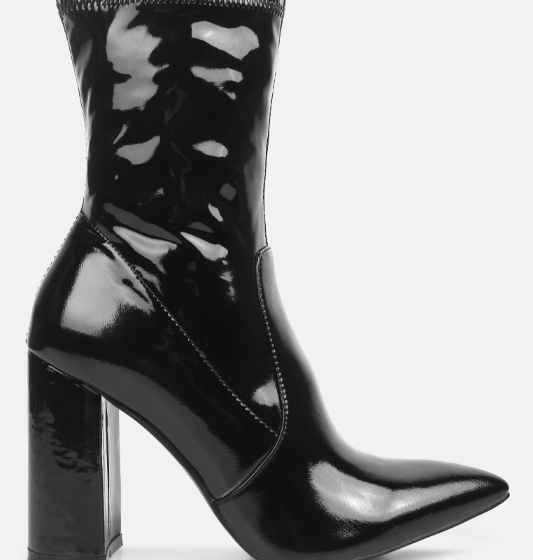 Shop London Rag Pluto Block Heel Stiletto Ankle Boot In Black