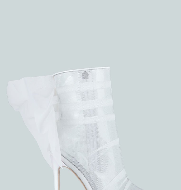 Shop London Rag Princess Organza Wrapped Style Heeled Ankle Boots In White