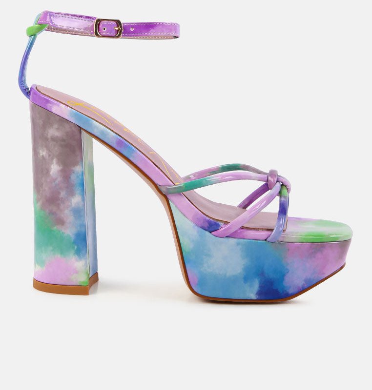 Shop London Rag Prisma Tie-dye High Platform Heeled Sandals In Purple