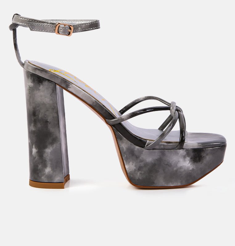 Shop London Rag Prisma Tie-dye High Platform Heeled Sandals In Black
