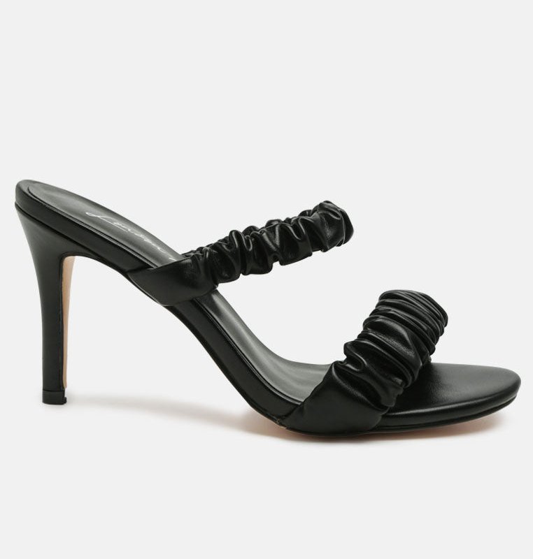 London Rag Qualie Ruched Strap Stiletto Sandals In Black