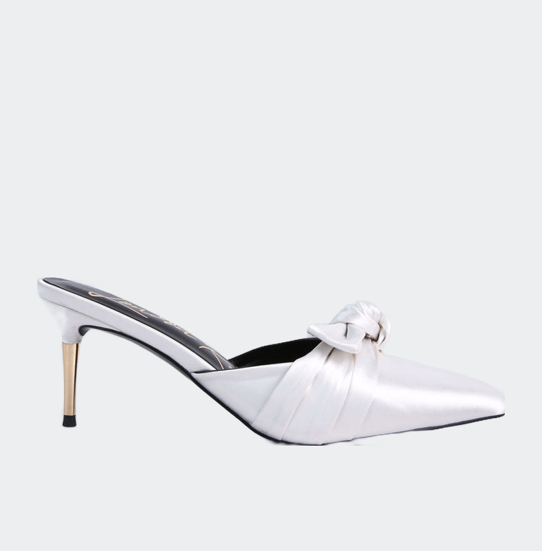 London Rag Queenie Satin High Heeled Mule Sandals In White