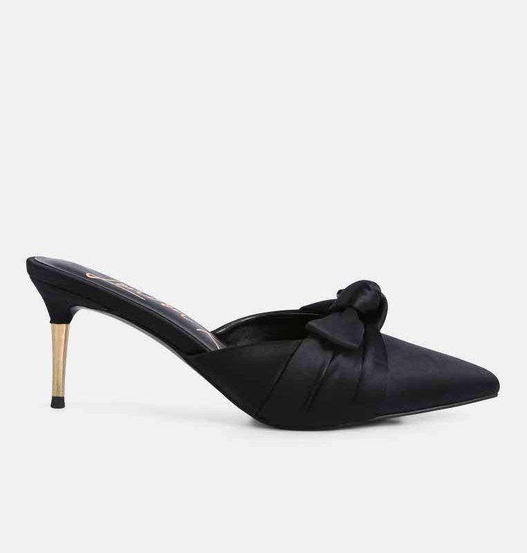 Shop London Rag Queenie Satin Stiletto Mule Sandals In Black