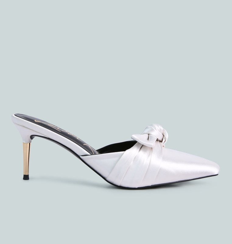 Shop London Rag Queenie Satin Stiletto Mule Sandals In White