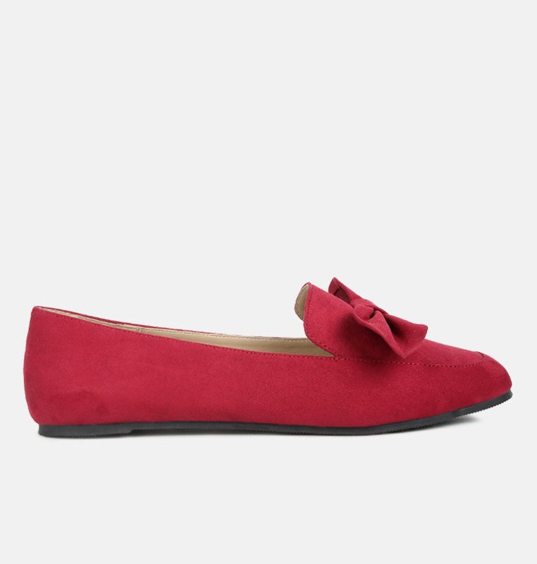 Shop London Rag Remee Front Bow Loafers In Red