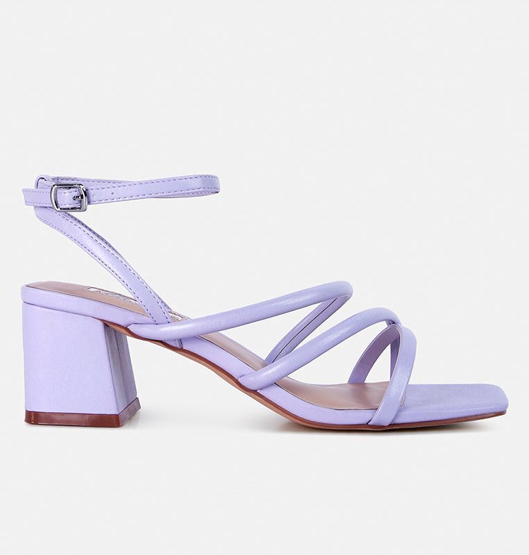 Shop London Rag Right Pose Faux Leather Block Heel Sandals In Purple