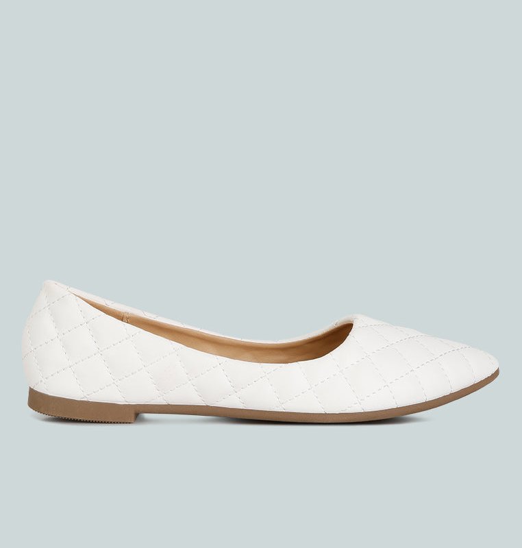 Shop London Rag Rikhani Quilted Detail Ballet Flats In White