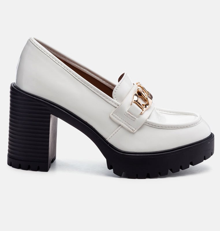 Shop London Rag Sachs Block Heeled Chunky Loafers In White