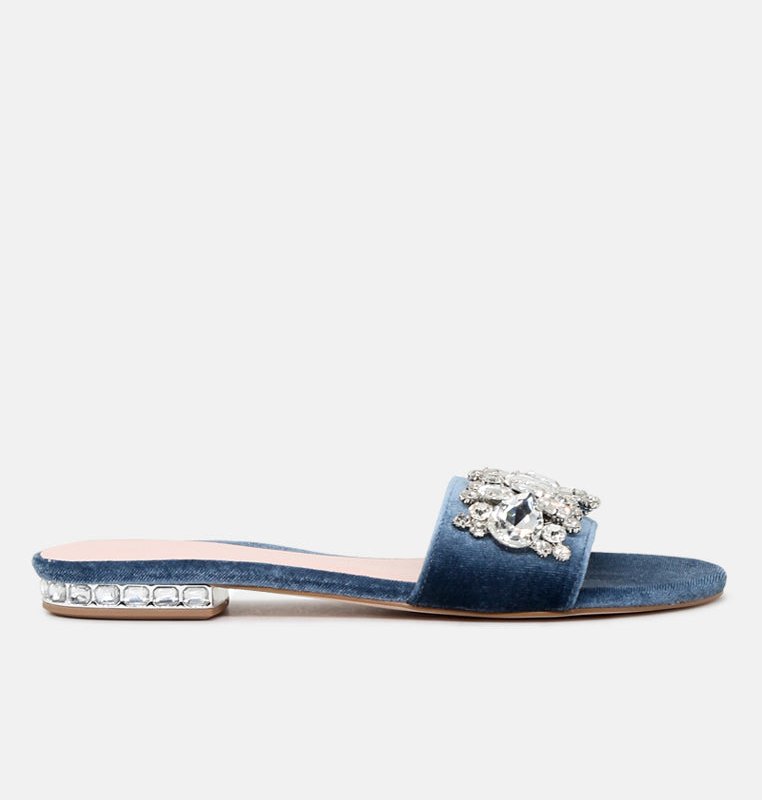 Shop London Rag Sally Women's Blue Flat Embellished Sandals