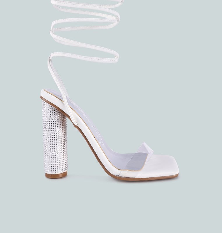 Shop London Rag Scansta Lace Up Diamante High Heel Sandal In White