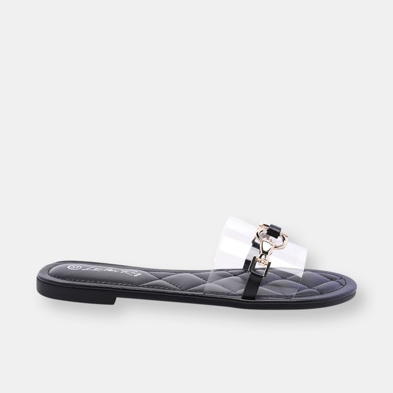 LONDON RAG SCOTH CLEAR BUCKLED QUILTED SLIDES