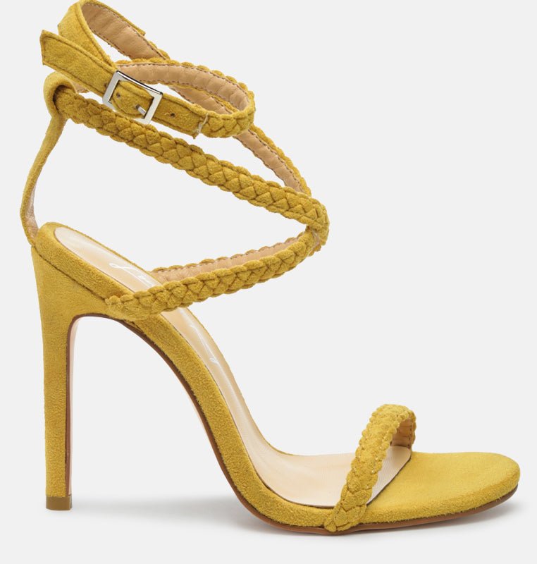 Shop London Rag Sherri High Heeled Faux Suede Sandals In Yellow