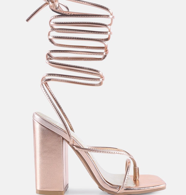 Shop London Rag Shewolf Lace Up High Heel Sandals In Pink