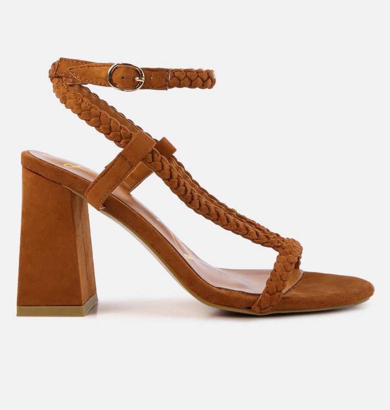 Shop London Rag Smoosh Braided Block Heel Sandals In Brown