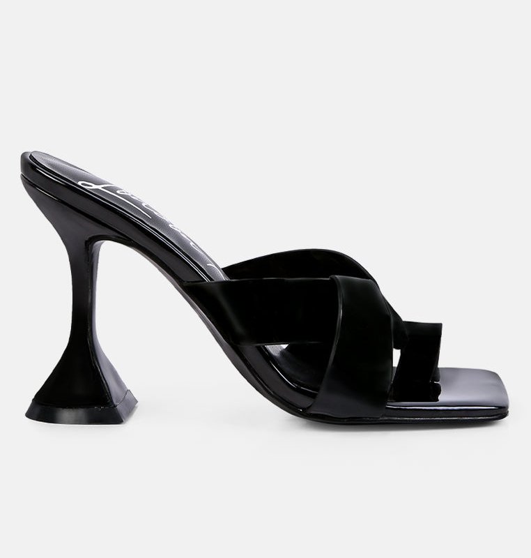 London Rag Snatched Intertwined Toe Ring Heeled Sandals In Black