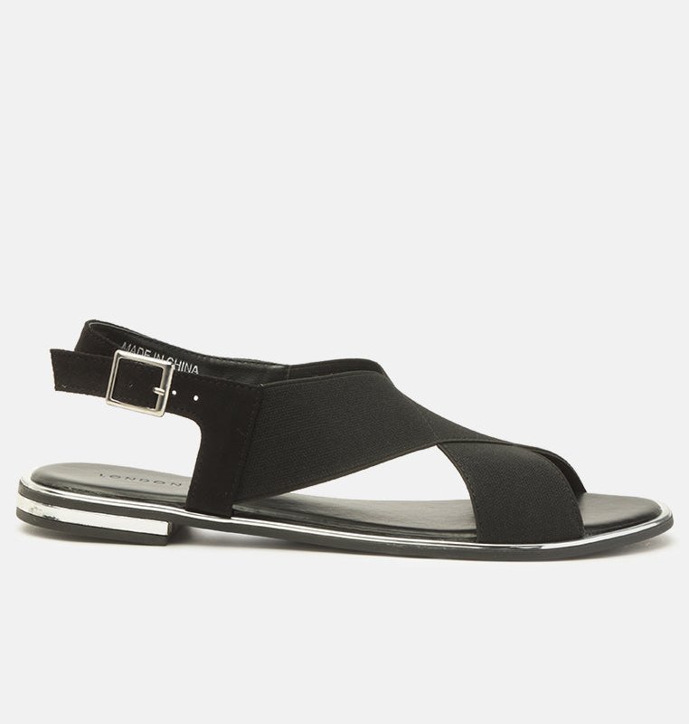 Shop London Rag Snuggle Slingback Flat Sandals In Black