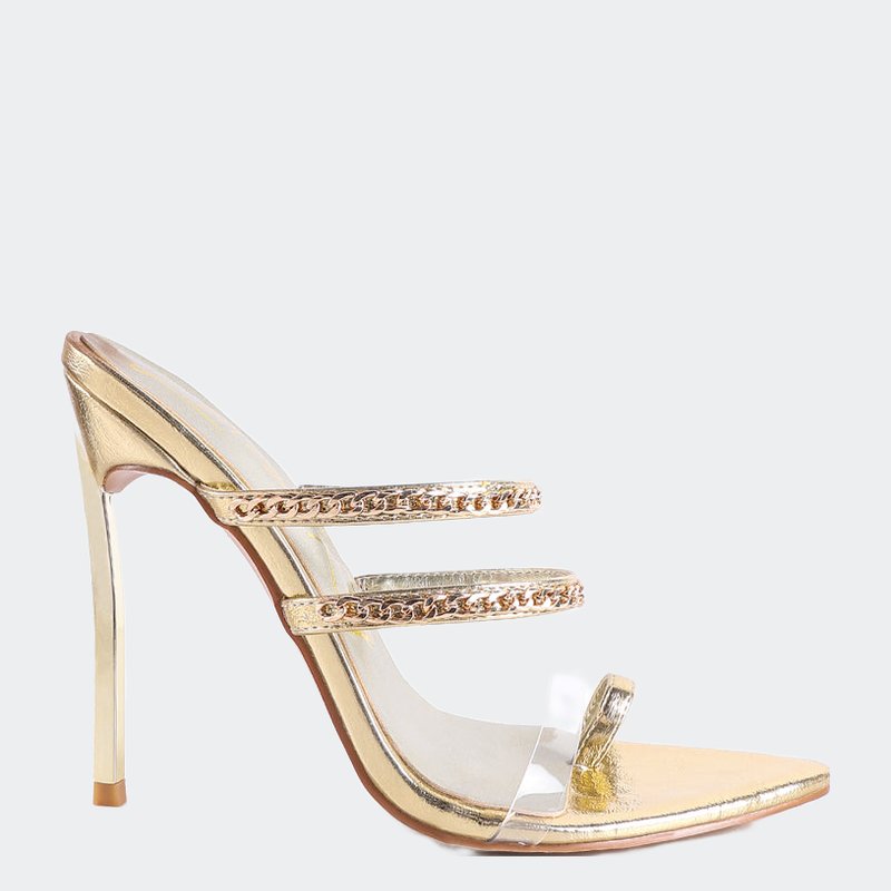 London Rag Tickle Me High Heeled Toe Ring Sandals In Gold