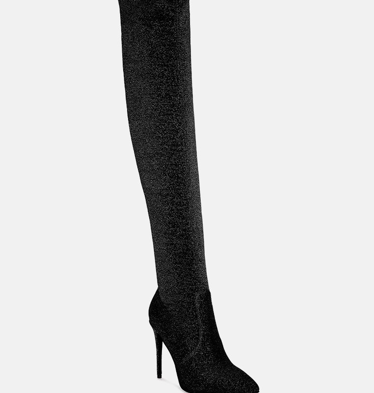 London Rag Tigerlily High Heel Knitted Long Boots In Black