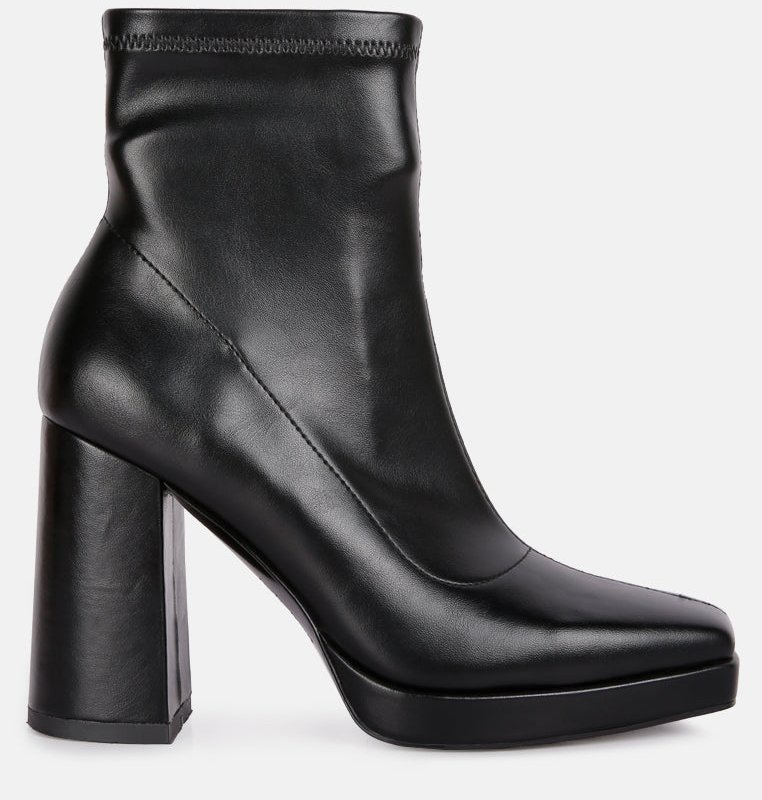 Shop London Rag Tintin Square Toe Ankle Heeled Boots In Black