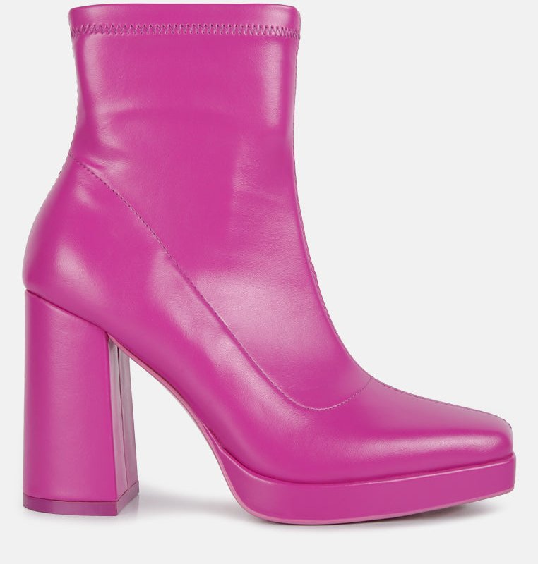 Shop London Rag Tintin Square Toe Ankle Heeled Boots In Pink