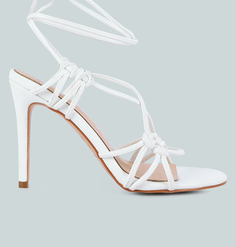 Shop London Rag Trixy Knot Lace Up High Heel Sandal In White