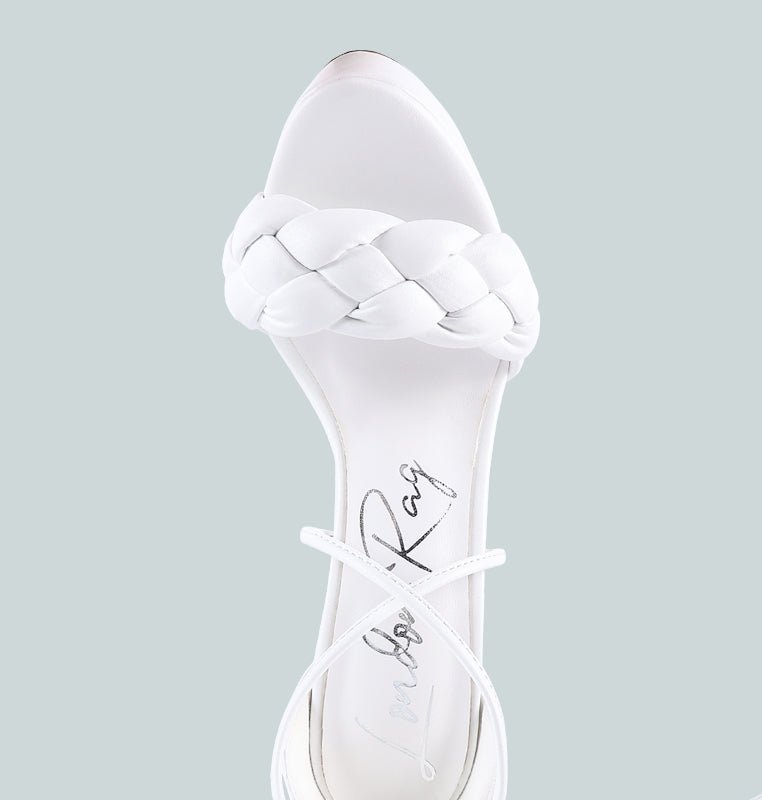 Shop London Rag Twerk Tie-up Braided High Platform Sandals In White