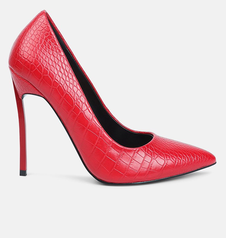 London Rag Urchin Croc Patterened High Heeled Sandal In Red