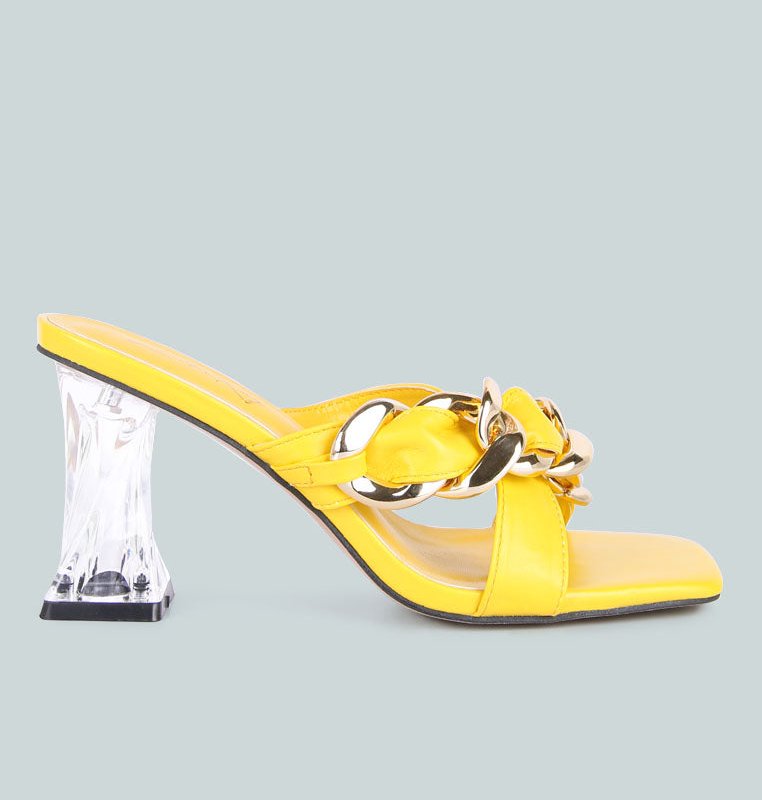 Shop London Rag Wandy Link Chain Embellished Sandals In Yellow