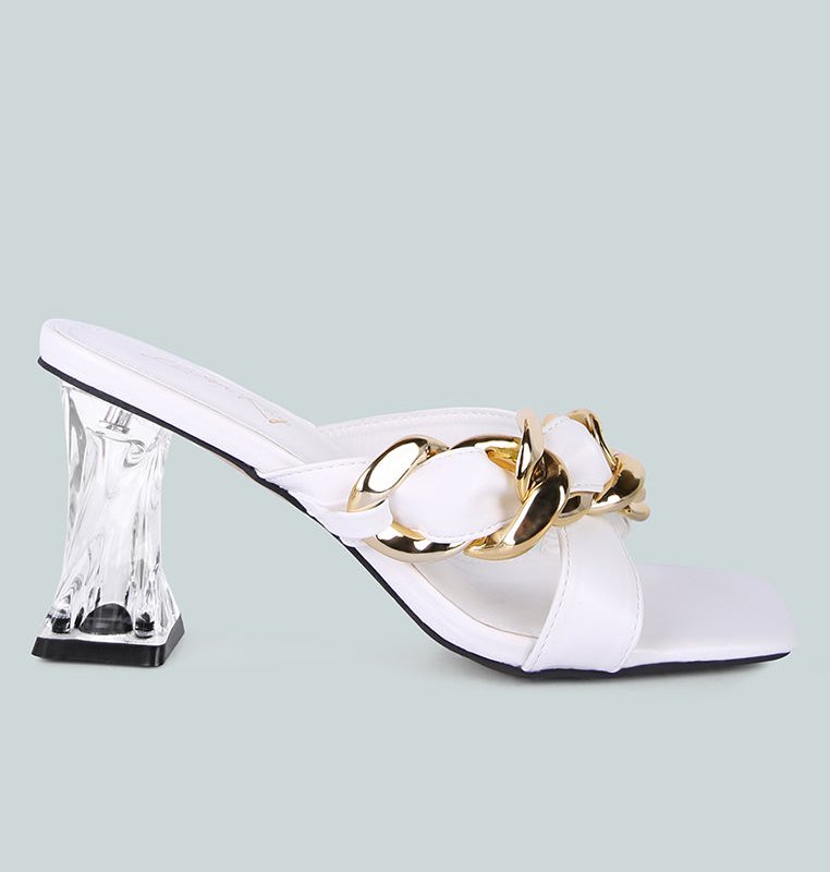 Shop London Rag Wandy Link Chain Embellished Sandals In White