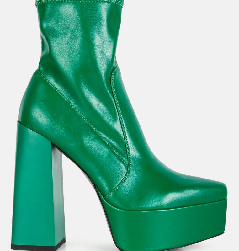 Shop London Rag Whippers Patent Pu High Platform Ankle Boots In Green