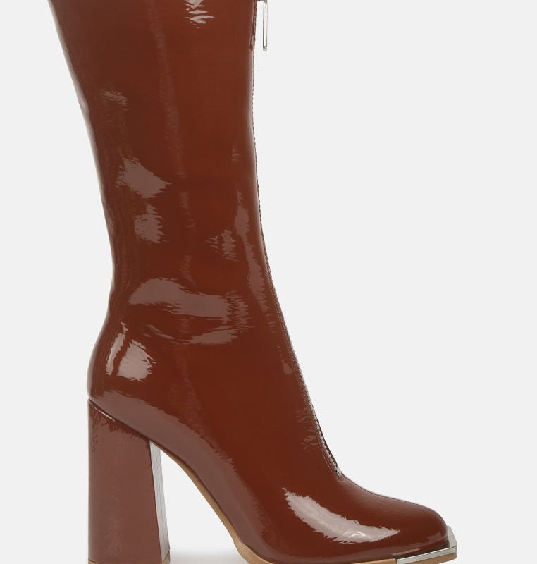 London Rag Year Round High Heeled Calf Boots In Red