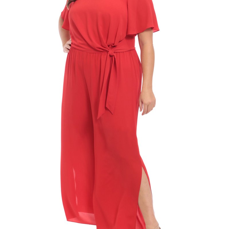 London Times Parker Jumpsuit In Red