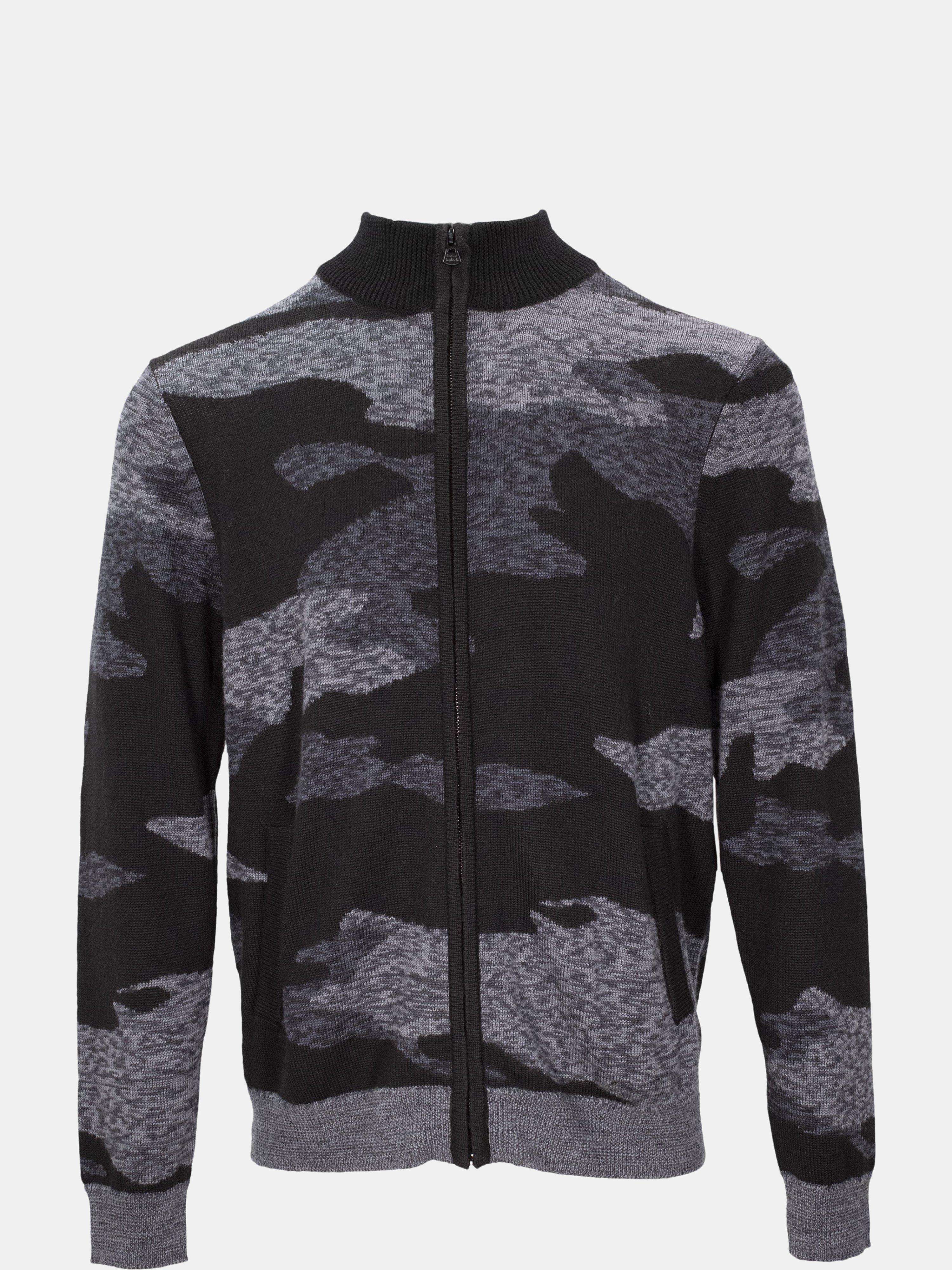 LORDS OF HARLECH LORDS OF HARLECH CARLO CHARCOAL CAMO FULL ZIP SWEATER