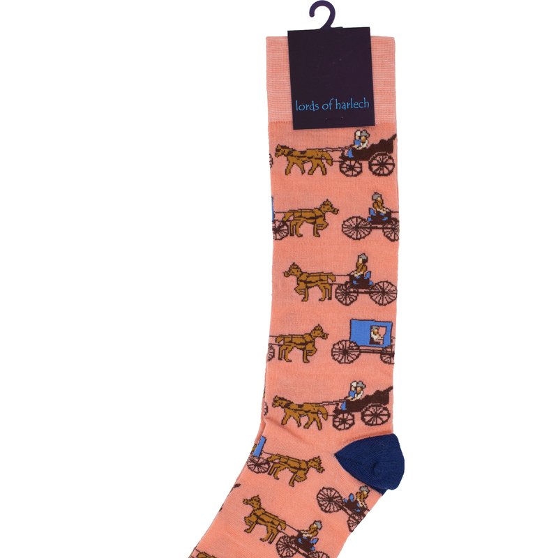 Lords Of Harlech Donald Buggies Coral Socks In Orange