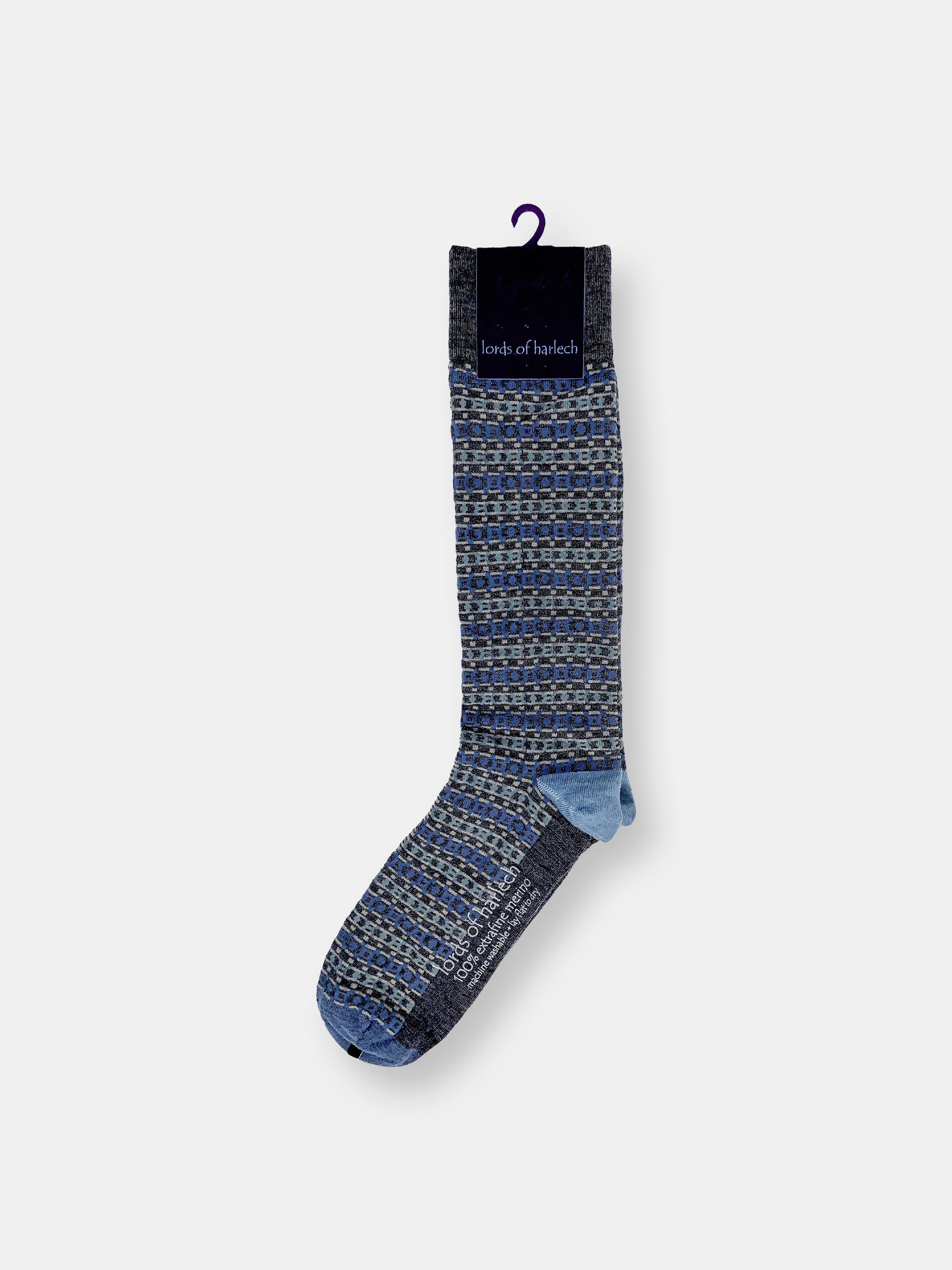 Lords Of Harlech Donald Fairisle Charcoal Socks In Grey
