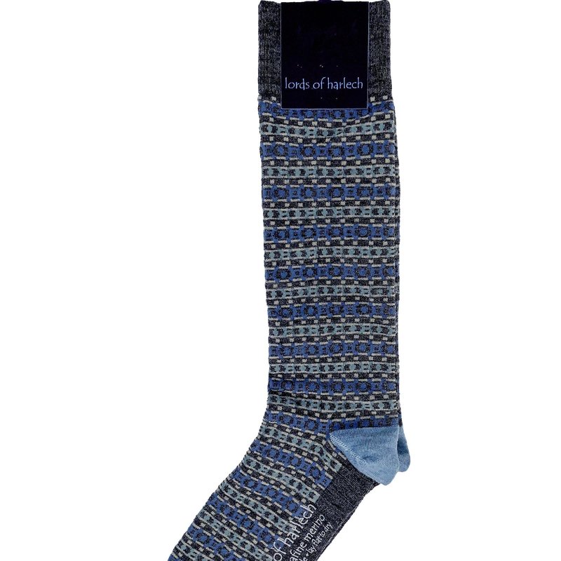 Lords Of Harlech Donald Fairisle Charcoal Socks In Grey