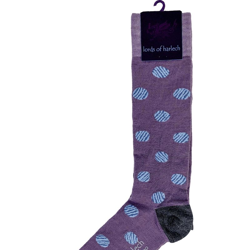 Lords Of Harlech Donald Polkadot Grape Socks In Purple