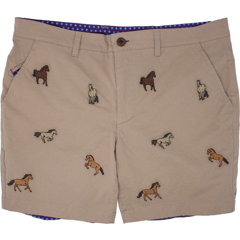 Lords Of Harlech Edward Horse Sand Embroidery Shorts In Brown