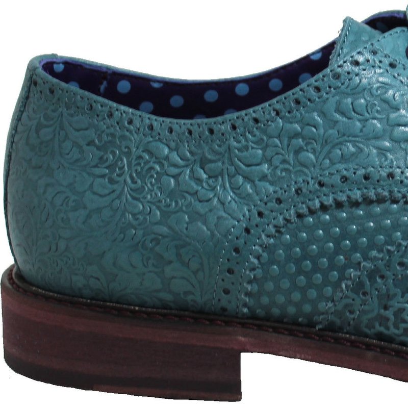 Lords Of Harlech Follie Brogue Teal Shoe In Blue