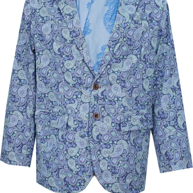 Shop Lords Of Harlech Hadrian Pow Paisley Blazer In Blue